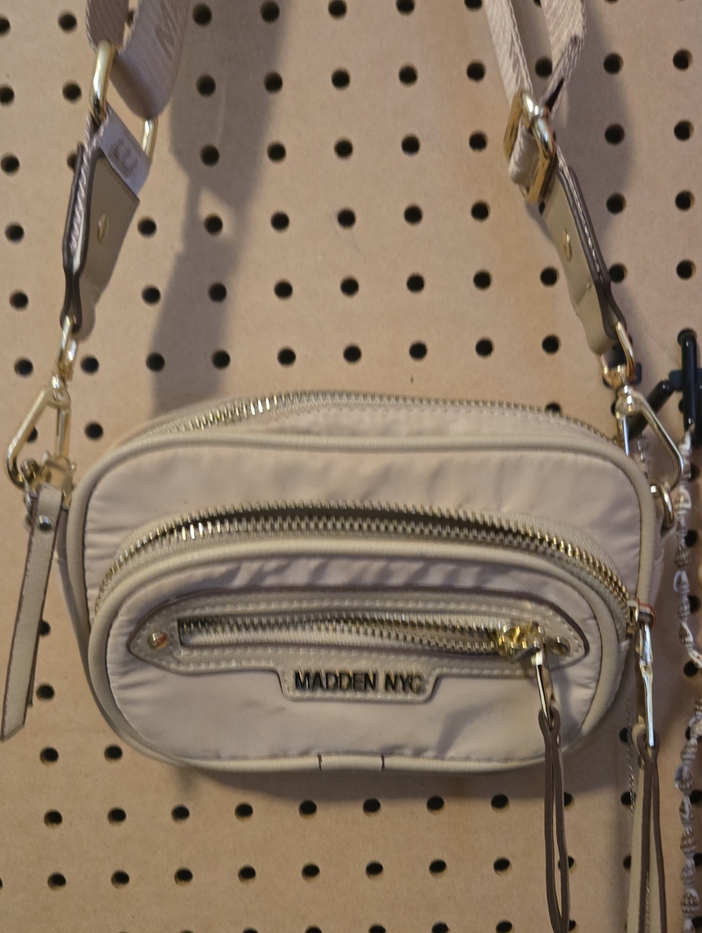 Madden NYC Beige Crossbody Nylon Shoulder Bag